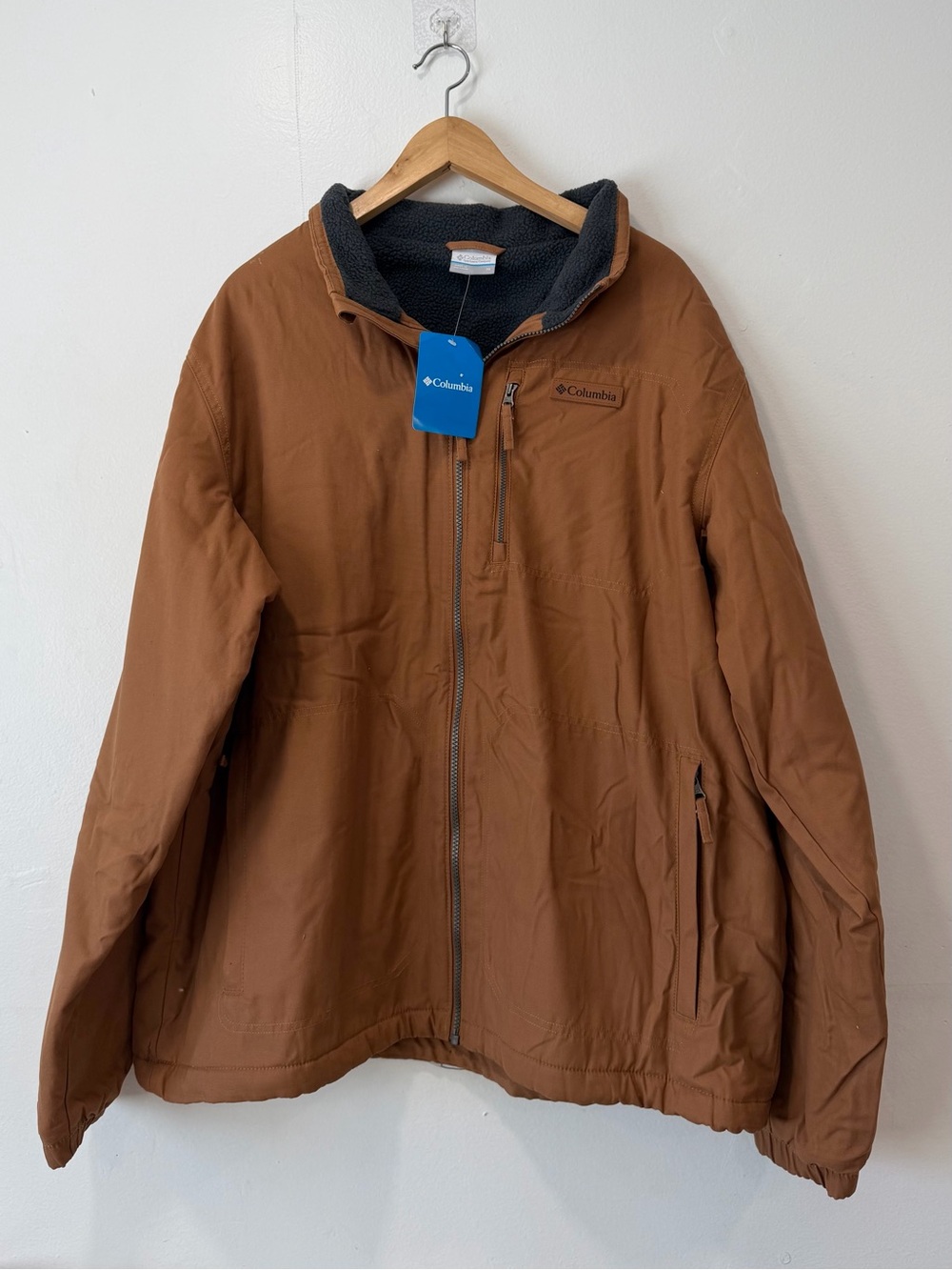 Columbia Men's Boulder Springs Jacket Brown Fleece Lined NWT